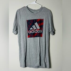Adidas Shirt Adult Medium M Gray Graphic Tee Short‎ Sleeve Cotton Mens